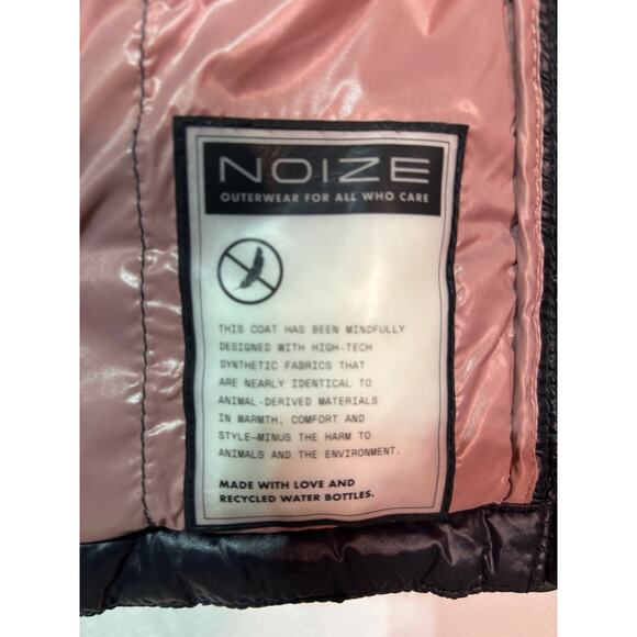 Noise M 10 black cruelty free outerwear hooded front zip jacket nylon nwot - Picture 4 of 14